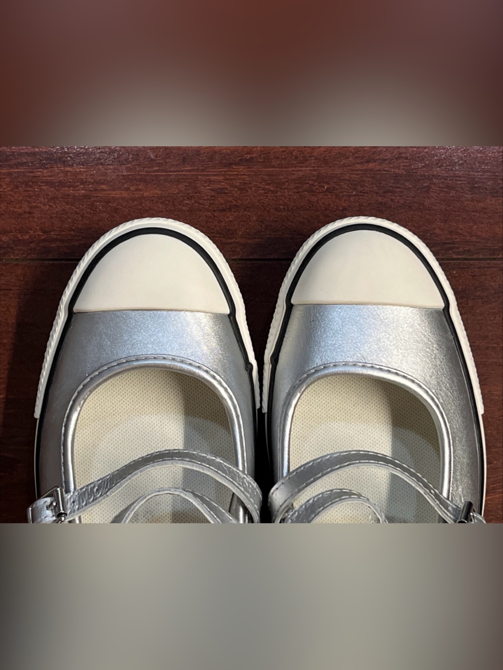 Womens 9 Converse Dainty Mary Jane OX Slip On Silver Leather A12201C HALF BOX - Picture 4 of 16